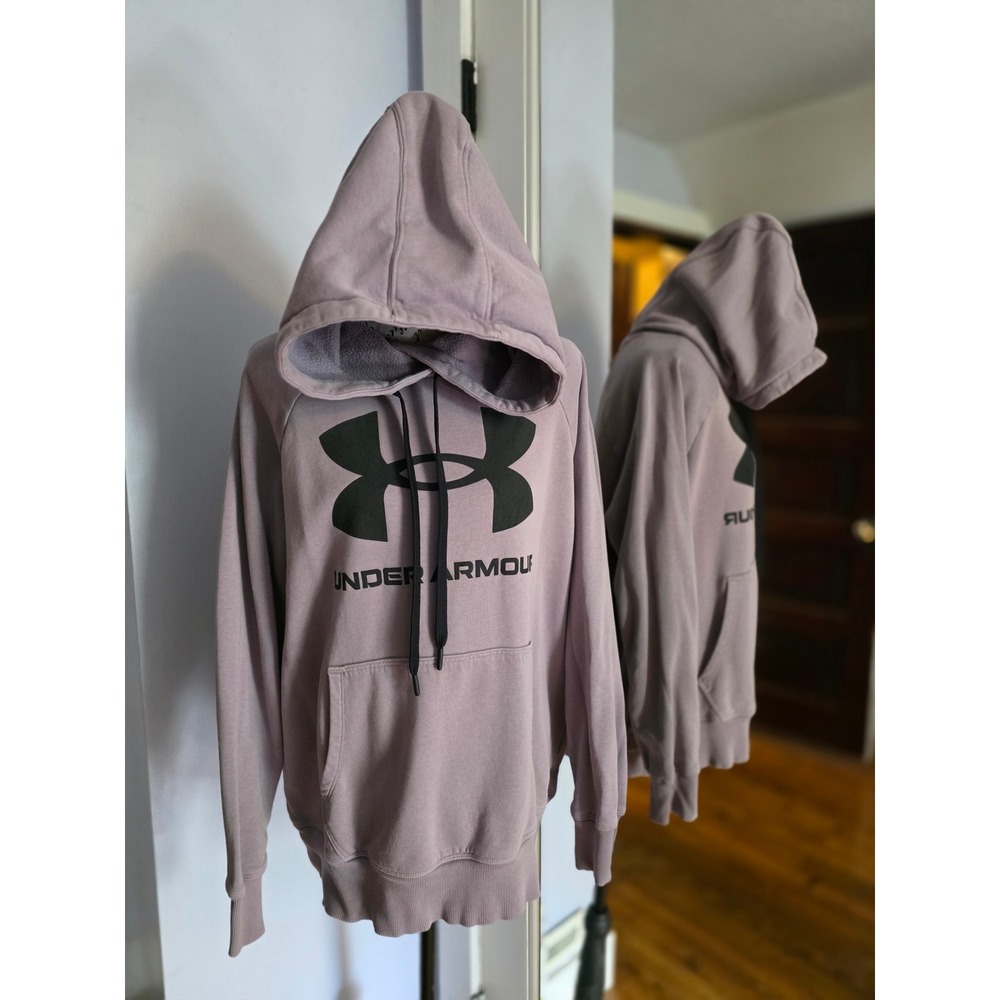 Under Armour Rival Fleece Big Logo Hoodie Lavender Purple Pullover Sweatshirt LG